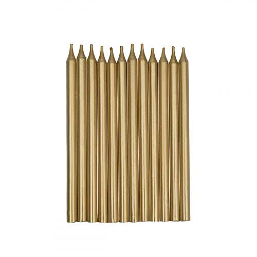 Taartkaarsjes Lang Goud 12st
