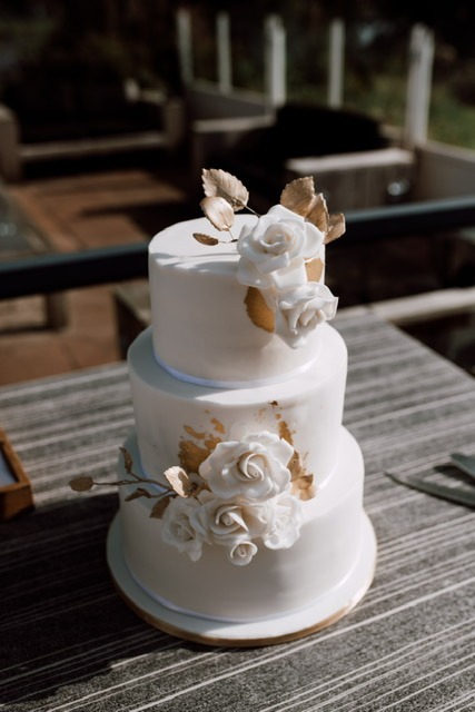 Wit 3 Laag Goud Bloemen