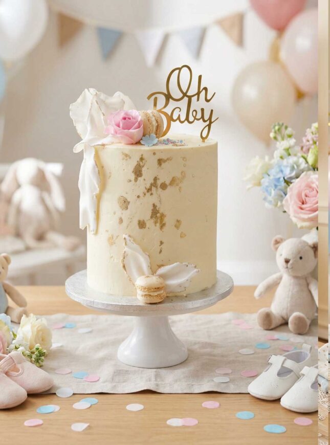 gender-reveal-taart-macarons-goud gender-reveal-taart-macarons-goud