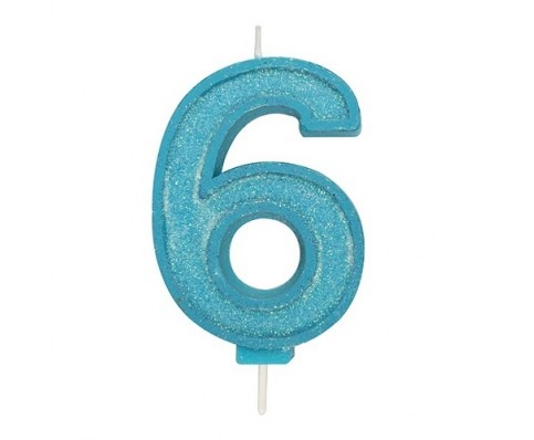 Culpitt Cijferkaars #6 Blauw met Glitter Culpitt Cijferkaars #6 Blauw met Glitter
