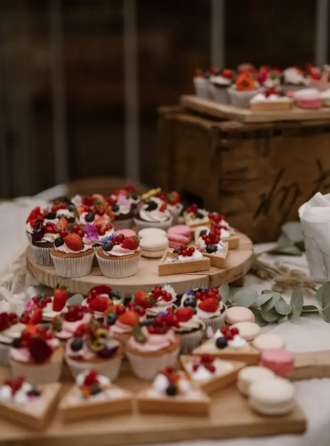 sweet-table-kleuren-rood-oranje-fruit sweet-table-gebakjes-bruiloft